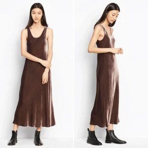 VINCE Velvet Tank Midi Dress In Cocoa Bean Size XS